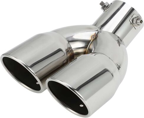 1 Pc Curved Slant Cut Dual Exhaust Tip 2.4" Inlet 6.2" Outlet 8.1" Length Tailpipe Universal Car Bolt on Stainless Steel Assorted Color Rear in Saudi Arabia