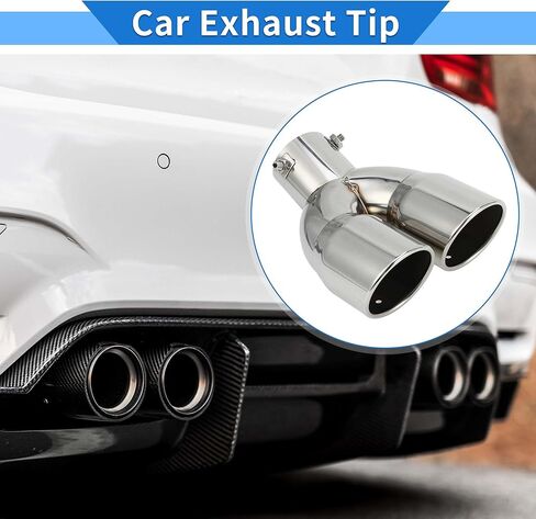 1 Pc Curved Slant Cut Dual Exhaust Tip 2.4" Inlet 6.2" Outlet 8.1" Length Tailpipe Universal Car Bolt on Stainless Steel Assorted Color Rear in Saudi Arabia
