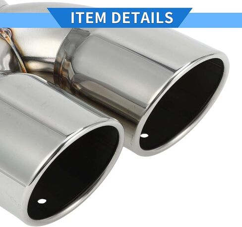 1 Pc Curved Slant Cut Dual Exhaust Tip 2.4" Inlet 6.2" Outlet 8.1" Length Tailpipe Universal Car Bolt on Stainless Steel Assorted Color Rear in Saudi Arabia