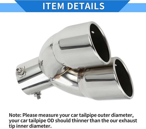 1 Pc Curved Slant Cut Dual Exhaust Tip 2.4" Inlet 6.2" Outlet 8.1" Length Tailpipe Universal Car Bolt on Stainless Steel Assorted Color Rear in Saudi Arabia