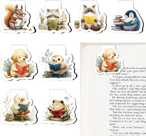 Cute Magnetic Bookmarks Gifts - 8 Pcs Funny Animal Reading Magnets Book Marks for Kids Fun Page Marker Clip for Women Book Lovers Student Teacher Bookish Reader School Birthday Accessories in Saudi Arabia
