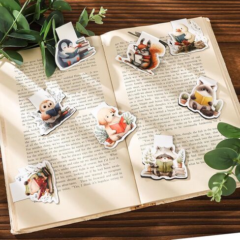 Cute Magnetic Bookmarks Gifts - 8 Pcs Funny Animal Reading Magnets Book Marks for Kids Fun Page Marker Clip for Women Book Lovers Student Teacher Bookish Reader School Birthday Accessories in Saudi Arabia