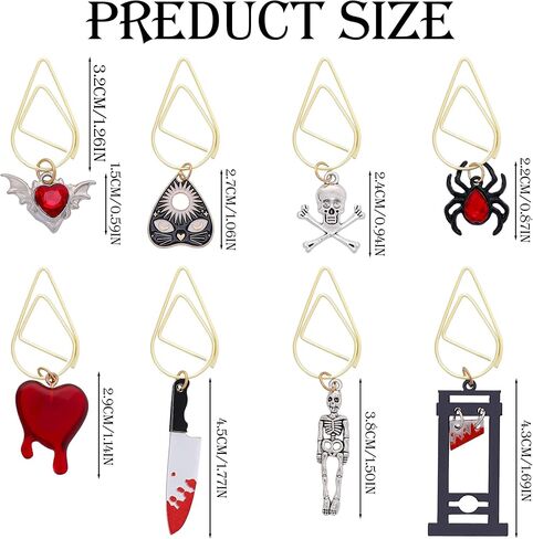 Dark Romance Metal Bookmark - 8 PCs Personalized Cool Unique Paperclip Book Marks Fantasy Horror Skeleton Page Markers Gifts for Reading Lover Women Men Bookish Birthday School Accessories in Saudi Arabia