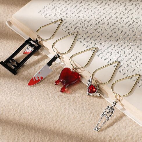 Dark Romance Metal Bookmark - 8 PCs Personalized Cool Unique Paperclip Book Marks Fantasy Horror Skeleton Page Markers Gifts for Reading Lover Women Men Bookish Birthday School Accessories in Saudi Arabia