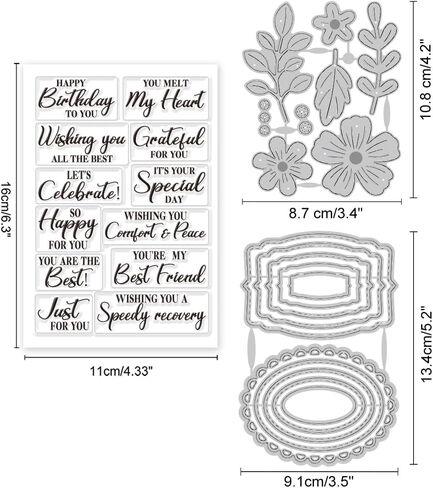 GLOBLELAND Greetings Clear Stamps and Flowers Plants Tags Cutting Dies Set for DIY Scrapbooking Cards Making Decorative Photo Album Notebook in Saudi Arabia