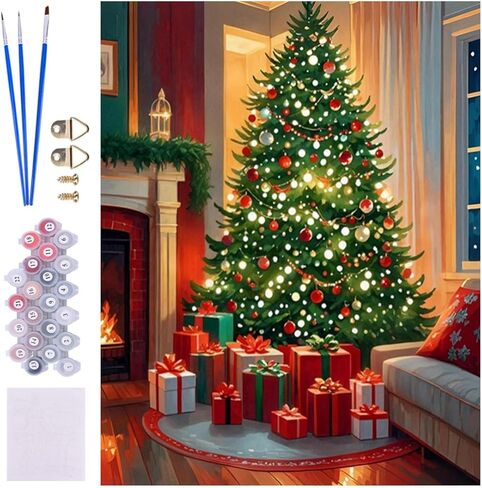 ACIOPPL Christmas Tree Paint by Numbers for Adults Beginner Winter Easy Paint by Number Kits on Canvas Xmas Tree Oil Painting Canvas Acrylic DIY Xmas Oil Painting for Gift Home Wall Decor 16 x 20 Inch in Saudi Arabia