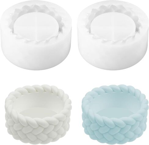 2PCS Tealight Candle Holder Molds Silicone, Round Candle Holder Resin Mold, Epoxy Resin Molds for DIY Crafts, Trinket Container, Candlestick, Wedding, Home Decor in Saudi Arabia
