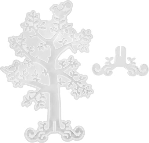 Tree Shape Jewelry Stand Mold, Silicone Resin Earring Holder Epoxy Casting Display Necklace Organizer Hanger Rack Mould for DIY Art Crafts, Handcraft Making, Bracelets Storage, Home Decoration Gift in Saudi Arabia