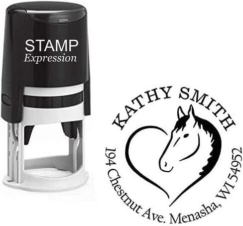stampexpression - Love Horses Heart Custom Return Address Stamp - Self Inking. Personalized Rubber Stamp with Lines of Text (A-76185) in Saudi Arabia