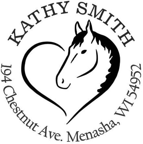 stampexpression - Love Horses Heart Custom Return Address Stamp - Self Inking. Personalized Rubber Stamp with Lines of Text (A-76185) in Saudi Arabia
