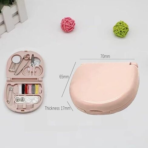 Mini Travel Sewing Kit 1-Pack, Portable Emergency Repair Kit with Threads/Scissors/Needles in Pink Plastic Box, Beginner Friendly DIY Supplies for Home, Hotel, Office, Student & Sewers in Kuwait