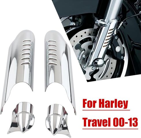 أغطية شوكة الكروم السفلية للساق منحرفة وغطاء حماية متوافق مع Harley Touring Dual Disc Touring Model Baggers 2000-2013 Electra Road Street Glide in Kuwait