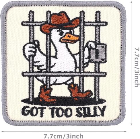 2pcs Got Too Silly Goose Patch, 3 Inch Funny Ironing On Patches Embroidered Cartoon Applique Silly Goose Sew on Applique for Clothing Bags Backpacks Jeans Hats in Kuwait