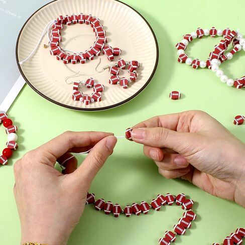 100 قطعة من خرز كرة القدم للأساور، سحر كرة القدم البيضاوي لصنع المجوهرات، خرز بوليمر كلاي للقلادة، سوار، أقراط، صناعة المجوهرات، مستلزمات الحرف اليدوية in Kuwait