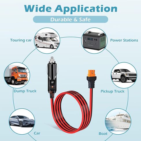 كابل شحن السيارة XT60i 12AWG 20 أمبير، قابس ولاعة سجائر 12 فولت 24 فولت إلى سلك XT60i لمحطات الطاقة ومولدات الطاقة الشمسية (10 أقدام) in Kuwait