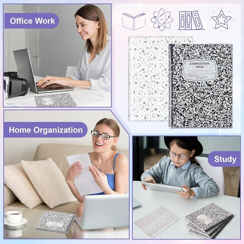 2 Pcs Composition Notebook Cover Clear 15.3 x 10 in Glitter Star Book Cover With Pen Holder Transparent PVC Jelly Notebook Cover Waterproof Plastic Protector for Office Home Journal Notebooks in Saudi Arabia