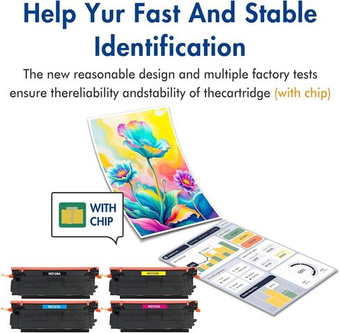 مجموعة خراطيش الحبر 212A مكونة من 4 عبوات | بديل متوافق لطابعة W2120A W2121A W2122A W2123A مع طابعة Color Enterprise M554 M555 Color Enterprise MFP M578 Series (أسود سماوي أرجواني أصفر) in Kuwait