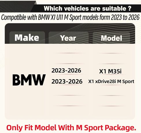 STSEV01 ممتص الصدمات الأمامي للشفاه مناسب لسيارة BMW X1 U11 2023-2026 M35i (M Sport فقط)، 4 قطع طقم جسم الذقن لسد الهواء ملحقات الشفاه السفلية باللون الأسود اللامع in Kuwait