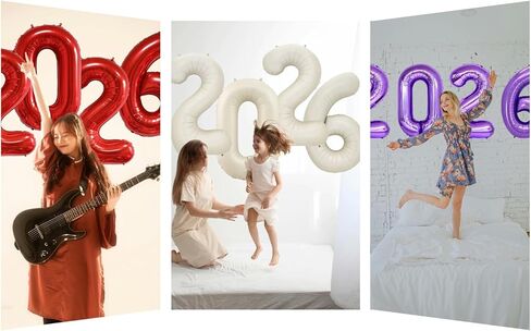 32 Inch Light Gold 2026 Number Balloons Champagne Gold 2026 Foil Mylar Helium Large Digital Balloon for 20 26 New Year Eve Christmas Festival Party Graduation Decorations Supplies in Saudi Arabia