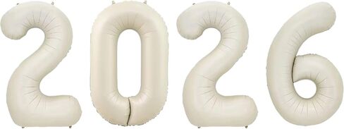 32 Inch Light Gold 2026 Number Balloons Champagne Gold 2026 Foil Mylar Helium Large Digital Balloon for 20 26 New Year Eve Christmas Festival Party Graduation Decorations Supplies in Saudi Arabia