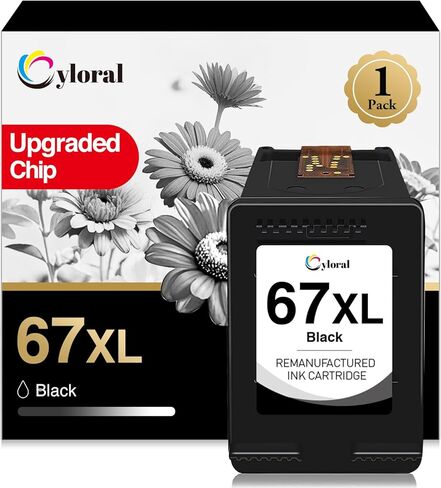 خرطوشة حبر 67XL سوداء اللون لطابعة HP Deskjet 2827e 2855e 2800e 2842e 2852e 4200e 4252e 4255e 4258e 2700e 2755e 4100e 4133e Envy Pro 6000 6400 لطابعة HP 67XL 67 XL (أسود) in Kuwait