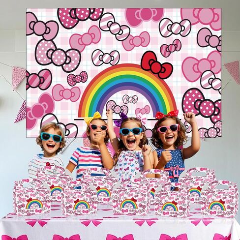 CNMOAOAGS 12Pcs Cartoon Cat Happy Birthday Decorations, Pink Bow tie Birthday Party Favor Gift Boxes for Girls Party Theme Supplies in Saudi Arabia
