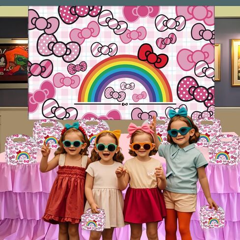 CNMOAOAGS 12Pcs Cartoon Cat Happy Birthday Decorations, Pink Bow tie Birthday Party Favor Gift Boxes for Girls Party Theme Supplies in Saudi Arabia