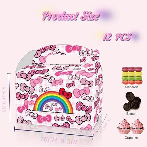 CNMOAOAGS 12Pcs Cartoon Cat Happy Birthday Decorations, Pink Bow tie Birthday Party Favor Gift Boxes for Girls Party Theme Supplies in Saudi Arabia