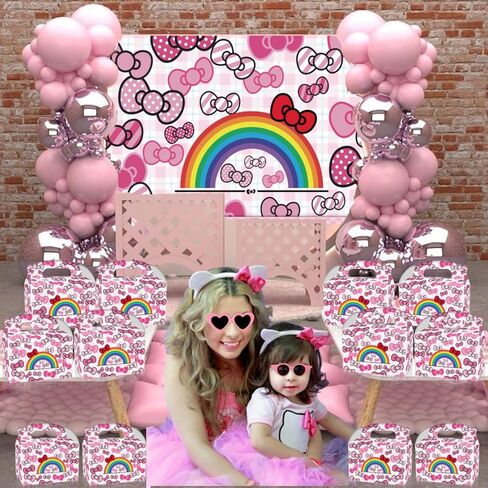CNMOAOAGS 12Pcs Cartoon Cat Happy Birthday Decorations, Pink Bow tie Birthday Party Favor Gift Boxes for Girls Party Theme Supplies in Saudi Arabia