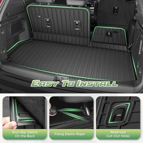 Cartist Cargo Mat Fits for Hyundai Santa FE 2024 2025 All Weather Back Seat Cover Trunk Cargo Mat for 2024 Hyundai Santa Fe Accessories (Backrest Mats+Trunk Mat) in Kuwait