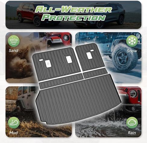 Cartist Cargo Mat Fits for Hyundai Santa FE 2024 2025 All Weather Back Seat Cover Trunk Cargo Mat for 2024 Hyundai Santa Fe Accessories (Backrest Mats+Trunk Mat) in Kuwait