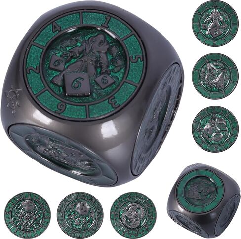 ترقية DND Spinner Dice، نرد DND معدني فريد 7 في 1، ملحقات RPG للطاولة D&D الخيالية، نرد لعب دور الإغاثة ثلاثي الأبعاد، هدايا الزنزانات والتنينات لمشغل DM & Player (Pearl Gun Green) in Saudi Arabia