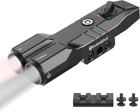 TOUGHSOUL Mlok Picatinny Mounted Tactical Flashlight Green Laser 940nm IR Illuminator Flashlight IR Laser 4 in 1 Combo, Low Profile Rechargeable Light for Rifle in Saudi Arabia