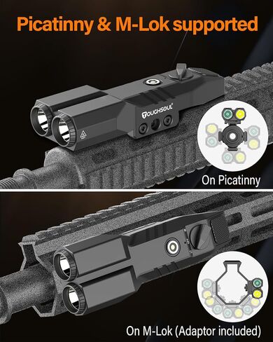 TOUGHSOUL Mlok Picatinny Mounted Tactical Flashlight Green Laser 940nm IR Illuminator Flashlight IR Laser 4 in 1 Combo, Low Profile Rechargeable Light for Rifle in Saudi Arabia