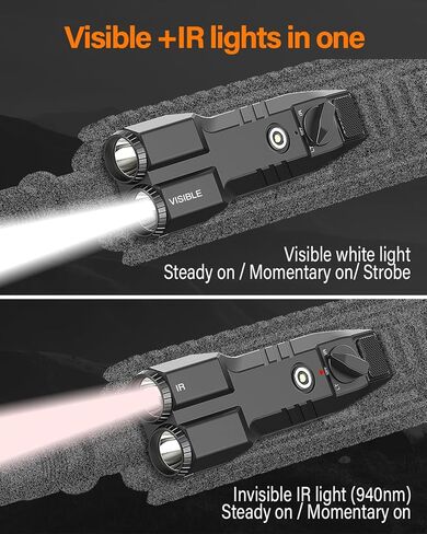 TOUGHSOUL Mlok Picatinny Mounted Tactical Flashlight Green Laser 940nm IR Illuminator Flashlight IR Laser 4 in 1 Combo, Low Profile Rechargeable Light for Rifle in Saudi Arabia
