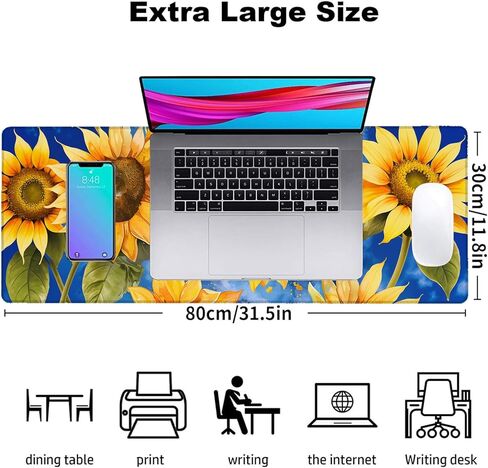 Fire & Ice Baseball Gaming Mouse Pad, Office Desk Mat, Anti-Slip Rubber Base Cool Aesthetic Mouse Pads for Computer Laptop Keyboard School Home Desktop Gamer Home Accessories Decor 31.5" x 11.8" in Saudi Arabia