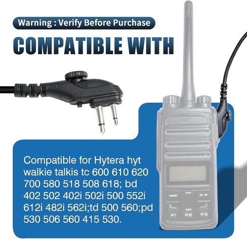 مكبر صوت راديو مقاوم للماء، ميكروفون لاسلكي محمول على الكتف مع PTT لـ hytera BD502 BD502i BD552i BD612i PD502 PD502i PD402i PD482i TC-508 RCA RDR2500 أسود (BD502i-02) in Saudi Arabia