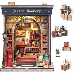 Cutefun Book Nook Kit, DIY Miniature Dollhouse Kit for Adults and Teens, 3D Wooden Puzzle Bookends, Bookshelf Insert Decor w/LED Light Dust Cover, Christmas Birthday Gifts (Forest Unicorn) in Kuwait