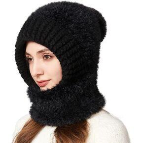 Women Balaclava One-Piece Skull Beanie Hat Neck Circle Scarf Ski Snow Winter Knit Fleece Cap Cold Weather in Kuwait