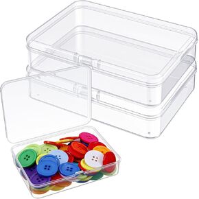 2 PCS Clear Plastic Bead Storage Containers with Lids Small Storage Containers Plastic Box Case for Small Items, Jewelry, Crafts, 4.53 X 3.35 X 1.10 Inches in Saudi Arabia