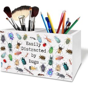 Bug Lover Gifts Pen Holder for Desk, Easily Distracted by Bugs Wooden Box Sign Desk Decor for Kids Room Home Office Classroom Decoration, Entomology Insect Gifts Pencil Organizer in Kuwait