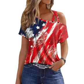 Womens 2024 Summer Trendy Cold Shoulder Short Sleeve T Shirts Criss Cross Casual Loose Tunic Tops Blouse Shirts in Kuwait