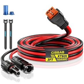 كابل 12AWG 10FT من الطاقة الشمسية إلى XT60i، موصل لوحة شمسية Gibbab 3 10 25FT إلى XT60i-F محول تمديد أغطية كابل شحن لجهاز EcoFlow River Delta Anker SOLIX المحمول بطارية مولد الطاقة RV in Kuwait