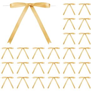 Riceshoot 24 Pcs Twist Tie Bows 5 x 7 Inches Satin Ribbon Bows for Gift Wrapping Cake Treat Bags Craft DIY Gift Wedding Baby Shower Birthday Party (Black) in Kuwait