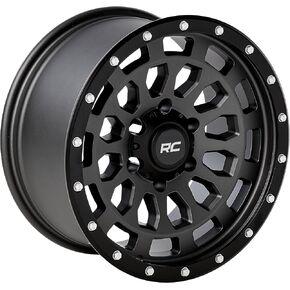 Rough Country 87 Series One-Piece Aluminum Wheel with Simulated Beadlock - 17x8.5, 6x5.5 Bolt Pattern, +0mm Offset, Gray/Black in Saudi Arabia