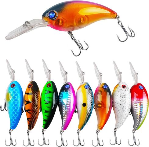 Saltwater Fishing Lure Topwater Popper,3.54 Inch Tuna Popper Lure Sharp Treble Hooks Surf Fishing Bait Bass Float Lure Fishing Plugs Offshore 8PCS in Saudi Arabia