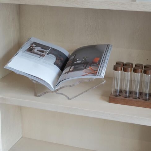 Clear Acrylic Book Holder, Wavy Edge Open Book Stand for Display and Reading Cookbook, Art Book, Bibles, Magazines (12.5" x 9.5" x 5.9") in Saudi Arabia