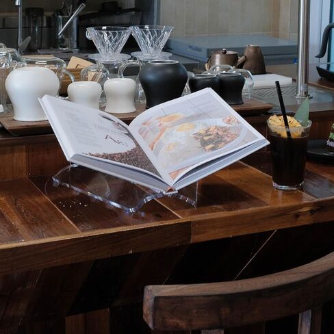 Clear Acrylic Book Holder, Wavy Edge Open Book Stand for Display and Reading Cookbook, Art Book, Bibles, Magazines (12.5" x 9.5" x 5.9") in Saudi Arabia