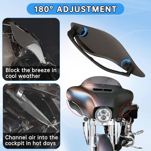 منحرفات هواء Fairing، زجاج أمامي بجناح جانبي من PSLER، درع جانبي Fairing، عاكسات رياح قابلة للتعديل لدراجة Electra Glide Street Glide Trike 2014-2023، دخان in Saudi Arabia