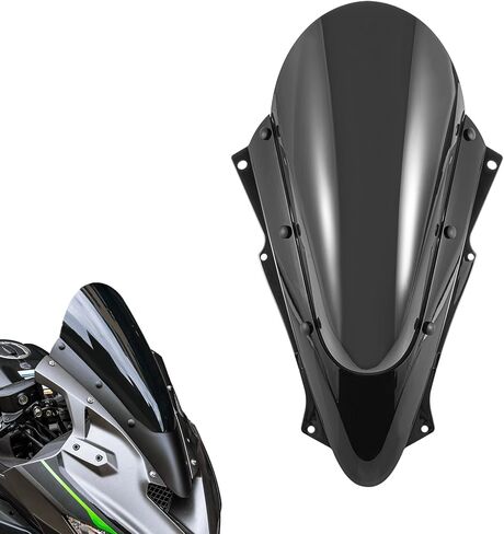 عاكس الزجاج الأمامي للدراجات النارية مناسب لـ Ninja ZX-25R 2020-2024 ZX-4R ZX-4RR 2023-2026 واقي شاشة درع الرياح Flyscreen، أسود لامع مع أسود in Kuwait